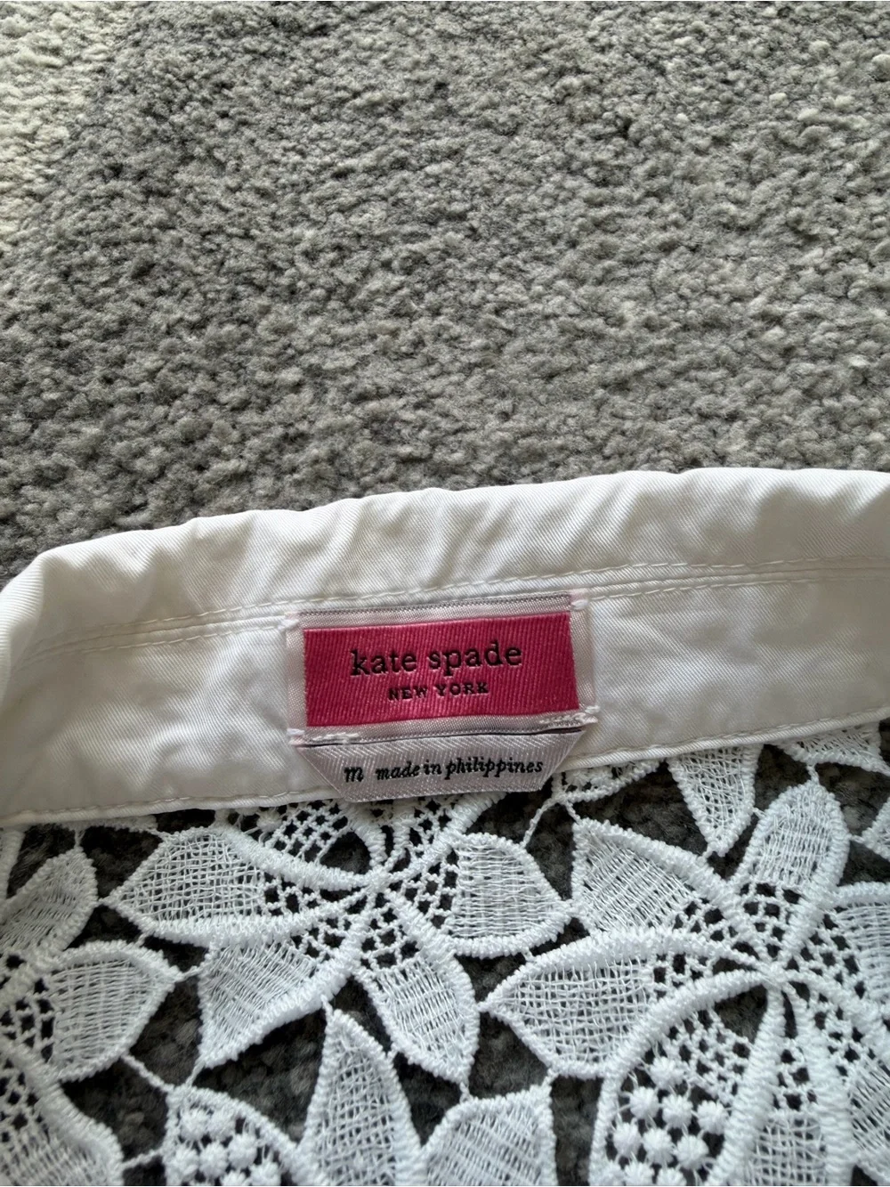Kate Spade White Floral Lace Oversized Button Front Shirt